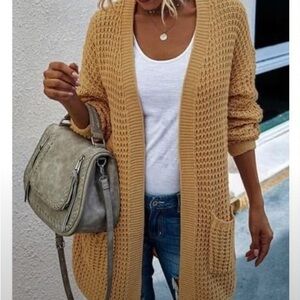 Cozy Mustard Knit Cardigan Sweater